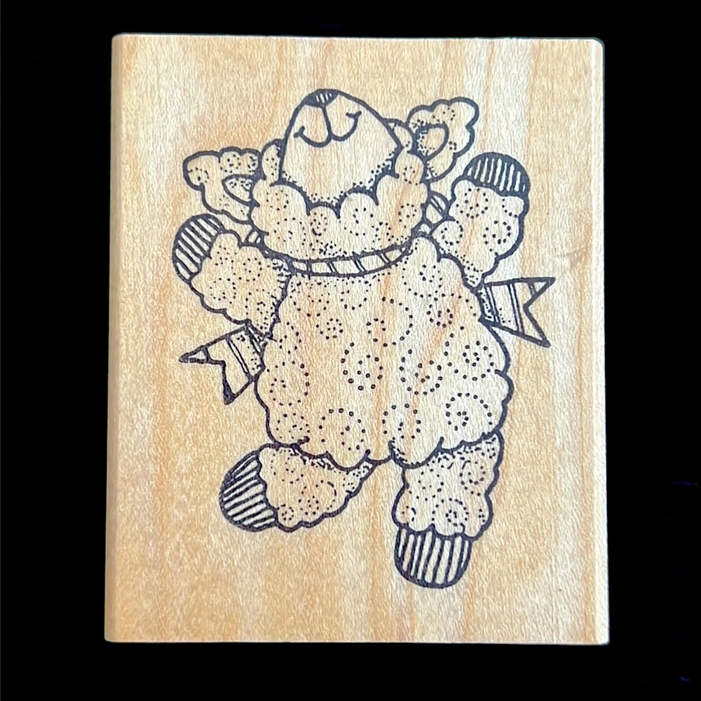 Dancing lamb / sheep, vintage rubber stamp